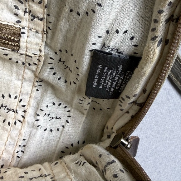 Myra Backpack Bag S-4450 France Cafes Canvas Upcycled Green Gray Brown 1877